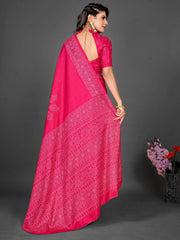 Women's Blend Dark Green Printed Designer Saree With Blouse Piece-HOLAND80B