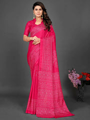 Women's Blend Dark Green Printed Designer Saree With Blouse Piece-HOLAND80B