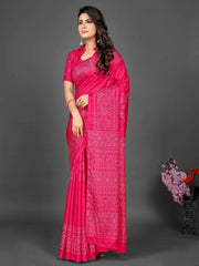 Women's Blend Dark Green Printed Designer Saree With Blouse Piece-HOLAND80B