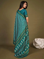 Women's Blend Green Printed Designer Saree With Blouse Piece-NASHTH105