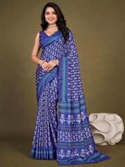 Women's Blend Green Printed Designer Saree With Blouse Piece-SOFIA2004