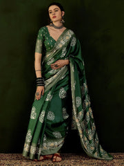 Women's Blend Magenta Printed Designer Saree With Blouse Piece-HOLAND27E