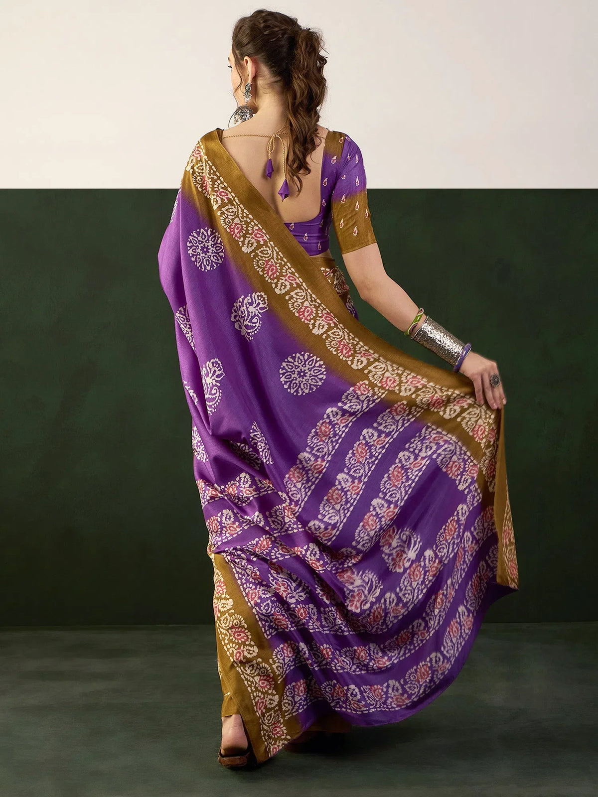 Women's Dola  Purple Printed Designer Saree With Blouse Piece-DOLA184G