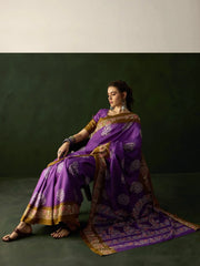 Women's Dola  Purple Printed Designer Saree With Blouse Piece-DOLA184G