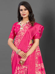 Women's Dola  Pink Printed Designer Saree With Blouse Piece-DOLALX01A