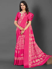 Women's Dola  Pink Printed Designer Saree With Blouse Piece-DOLALX01A