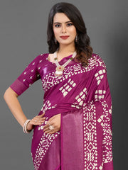 Women's Blend Multicolored Printed Designer Saree With Blouse Piece-KOZI101B