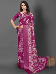 Women's Blend Multicolored Printed Designer Saree With Blouse Piece-KOZI101B