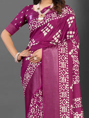 Women's Blend Multicolored Printed Designer Saree With Blouse Piece-KOZI101B