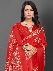 Women's Dola  Red Printed Designer Saree With Blouse Piece-DOLALX01E