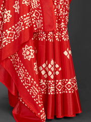 Women's Dola  Red Printed Designer Saree With Blouse Piece-DOLALX01E