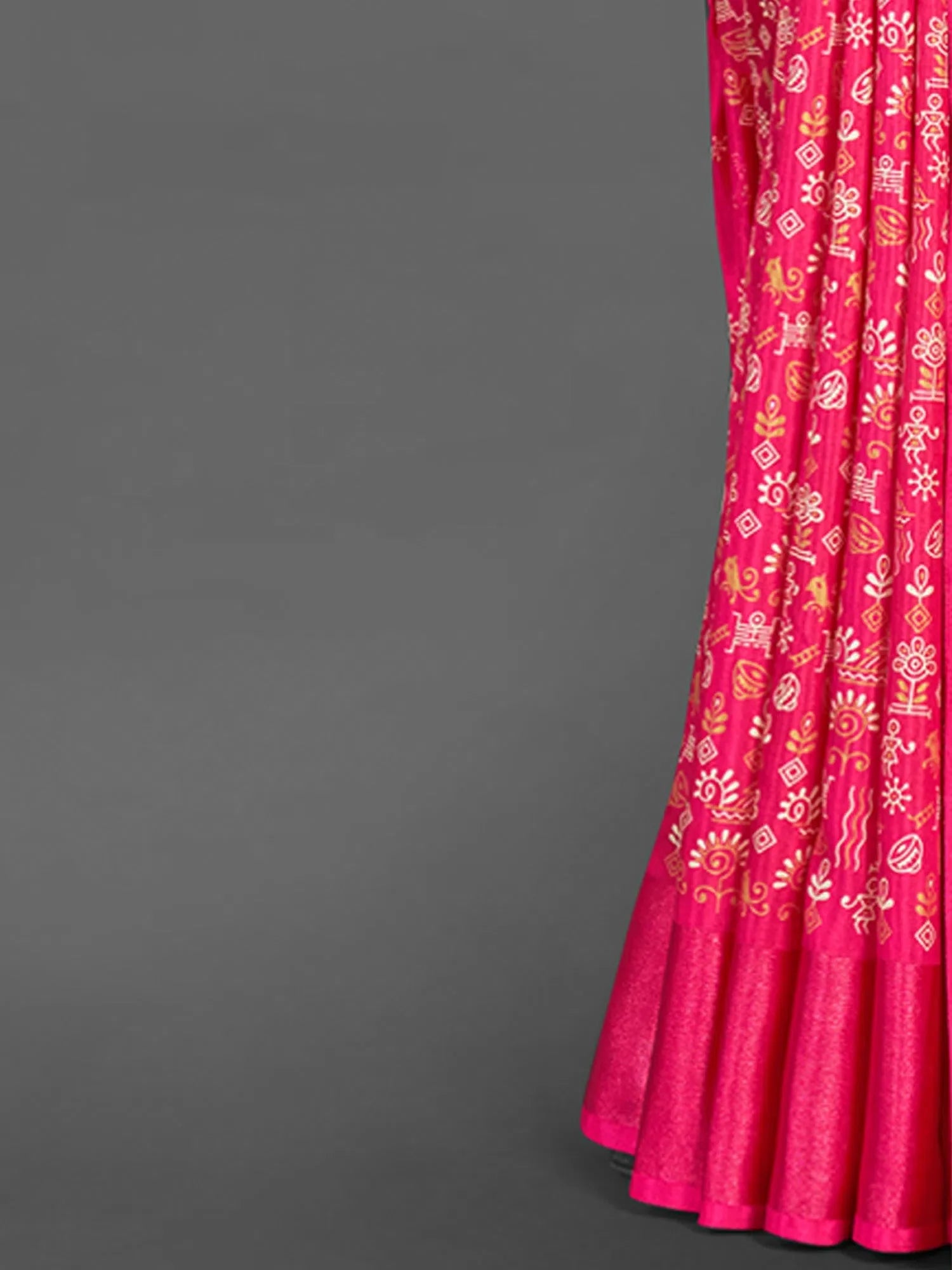Pink Abstract Printed Polyester Saree | Exclusive Designer Sarees
