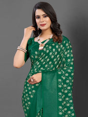 Women's Blend Off White Printed Designer Saree With Blouse Piece-NASHTH107