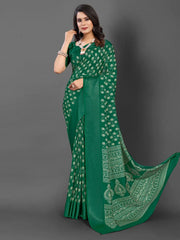 Women's Blend Off White Printed Designer Saree With Blouse Piece-NASHTH107