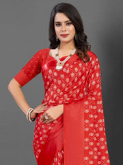 Women's Blend Olive Printed Designer Saree With Blouse Piece-HOLAND55G