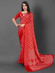 Women's Blend Olive Printed Designer Saree With Blouse Piece-HOLAND55G