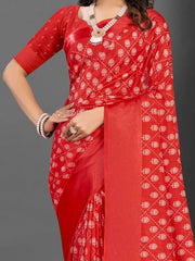 Women's Blend Olive Printed Designer Saree With Blouse Piece-HOLAND55G