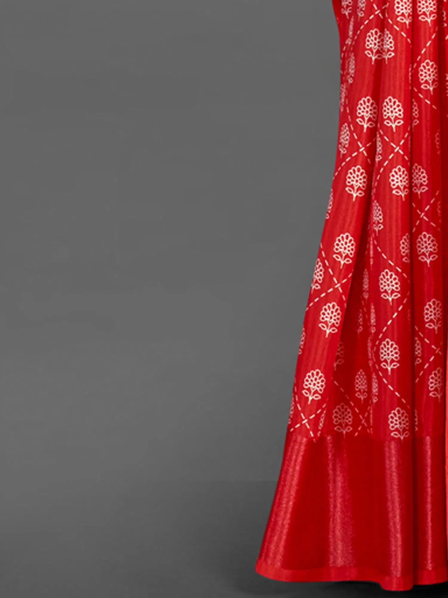 Red Printed Polyester Saree | Designer Sarees India