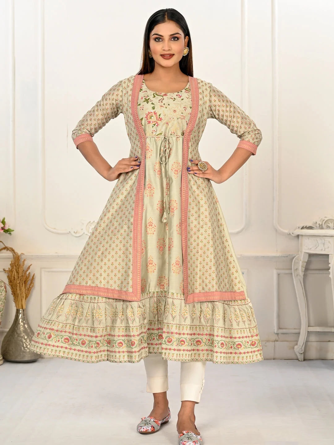 Pista Colour cotton hand print kurti with vibrant patterns