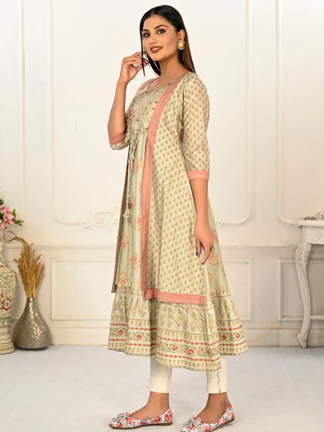 Pista Colour cotton hand print kurti with vibrant patterns