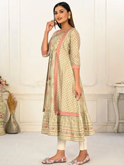 Pista Colour cotton hand print kurti with vibrant patterns-MLWSHKT8003PSG