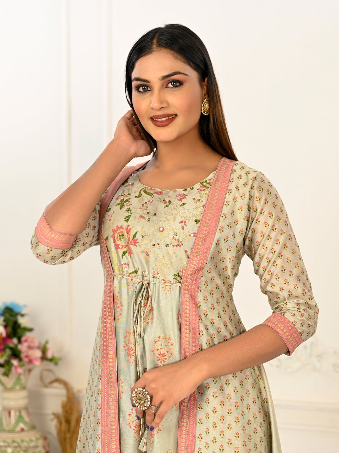 Pista Colour cotton hand print kurti with vibrant patterns