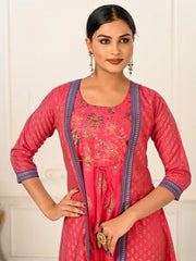 Red Colour cotton hand print kurti with vibrant patterns-MLWSHKT8005RED