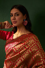 Womens Fashion Ethnic Red Color Sarees-MLSHWSA1153RED0ONE