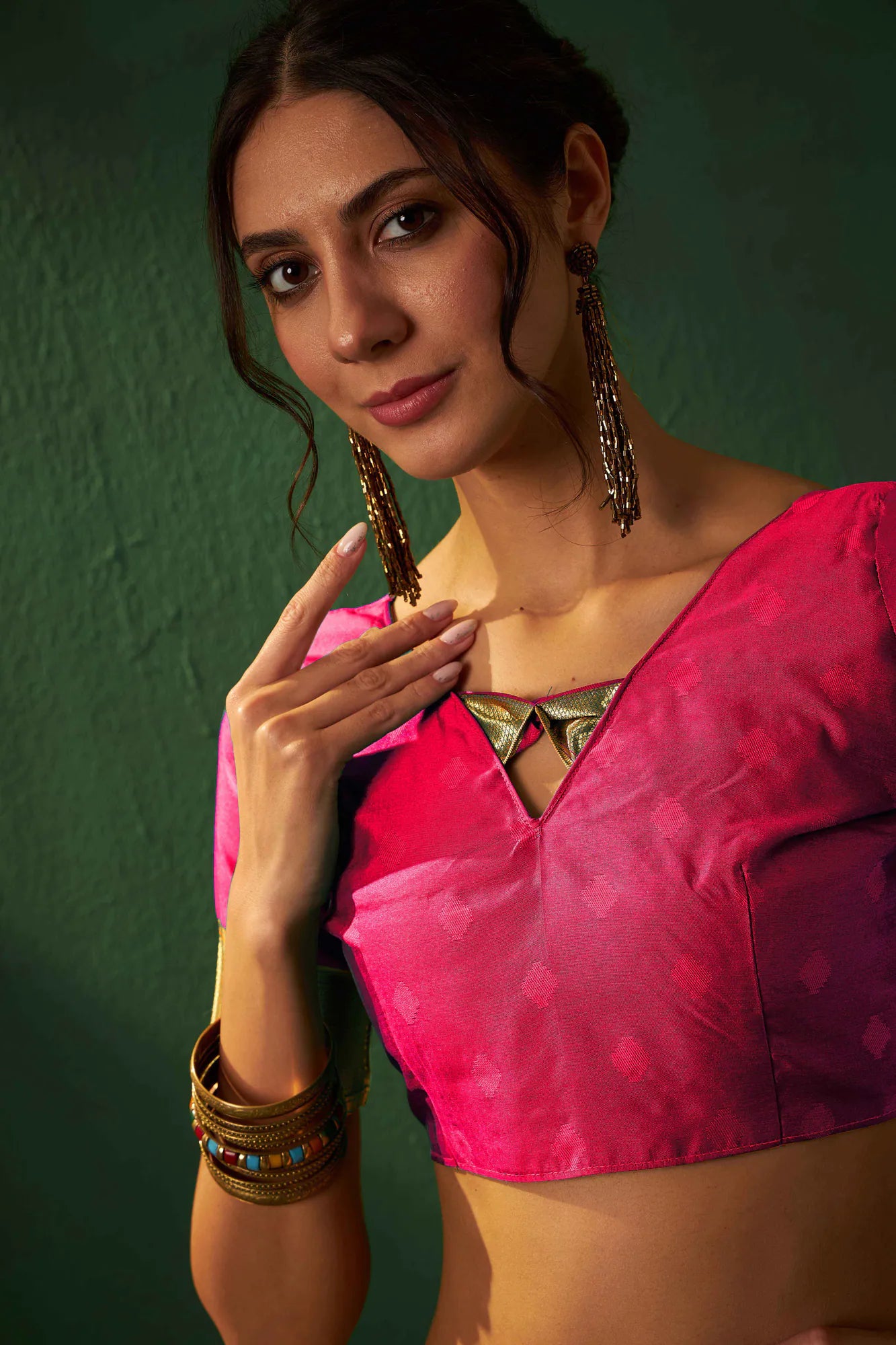 Pink Woven Design Polyester Saree | Indian Sarees