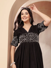 Stylum Women's Black Solid Cotton Flared Dress (DRSBLACKYUNA)