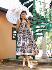 Stylum Women's Blue Floral Printed Rayon Dress (DRSBLUEFLOW)