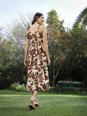 Stylum Women's Brown Floral Printed Cotton A-Line Dress (DRSBROWNFIFA)