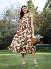 Stylum Women's Brown Floral Printed Cotton A-Line Dress (DRSBROWNFIFA)