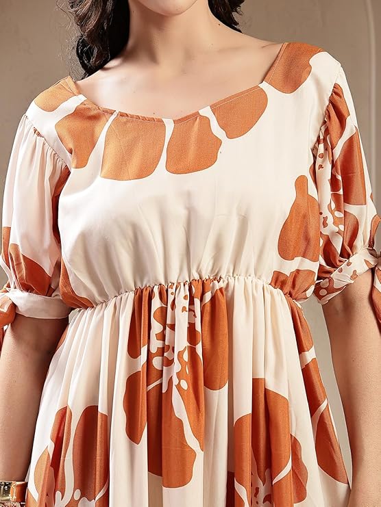 Stylum Women's Brown Floral Printed Rayon Tiered Dress (DRSBROWNSCHON)