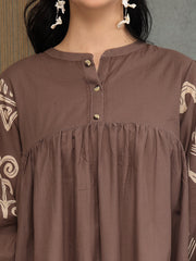 Stylum Women's Grey Boho Printed Cotton Tiered Dress (DRSGREYMAYURI)