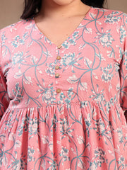 Stylum Women's Plus Size Pestal Pink Ethnic Printed Cotton Flared Dress (DRSPINKBUBBLEPLUS)