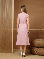 Stylum Women's Pink Solid Katha Cotton A-Line Dress (DRSPINKPARKER)