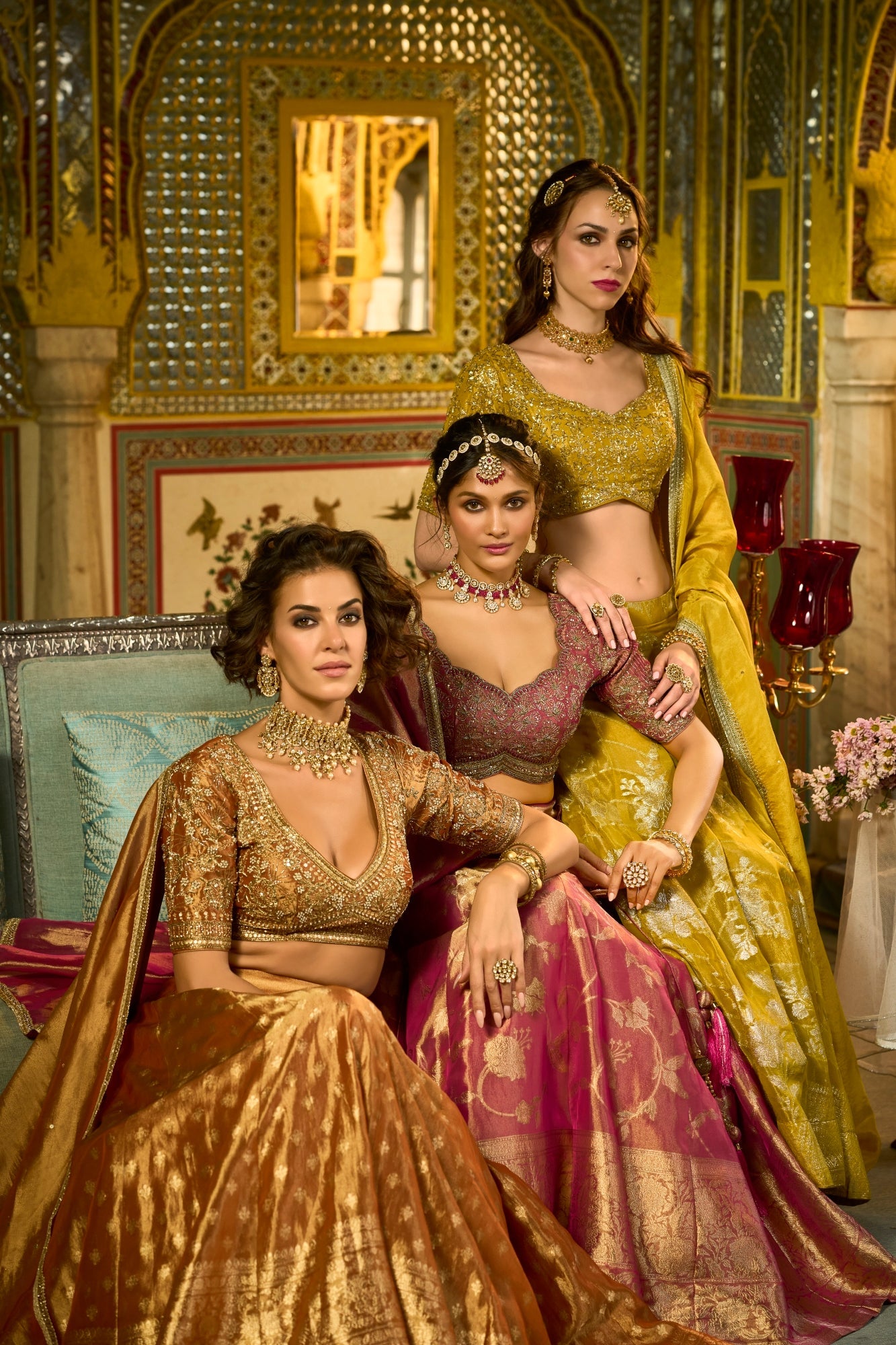 Silk Blend Embroidered Flared Lehenga Choli - Pack of 3 Designs | Desi