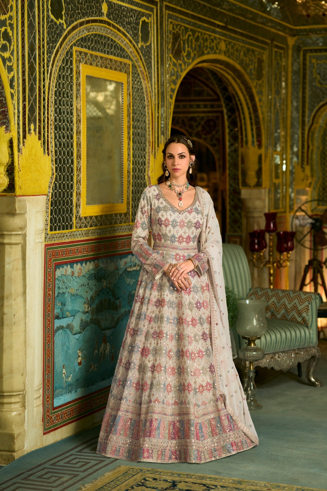 Camellia Readymade Georgette Gown With Hand Work Catalog