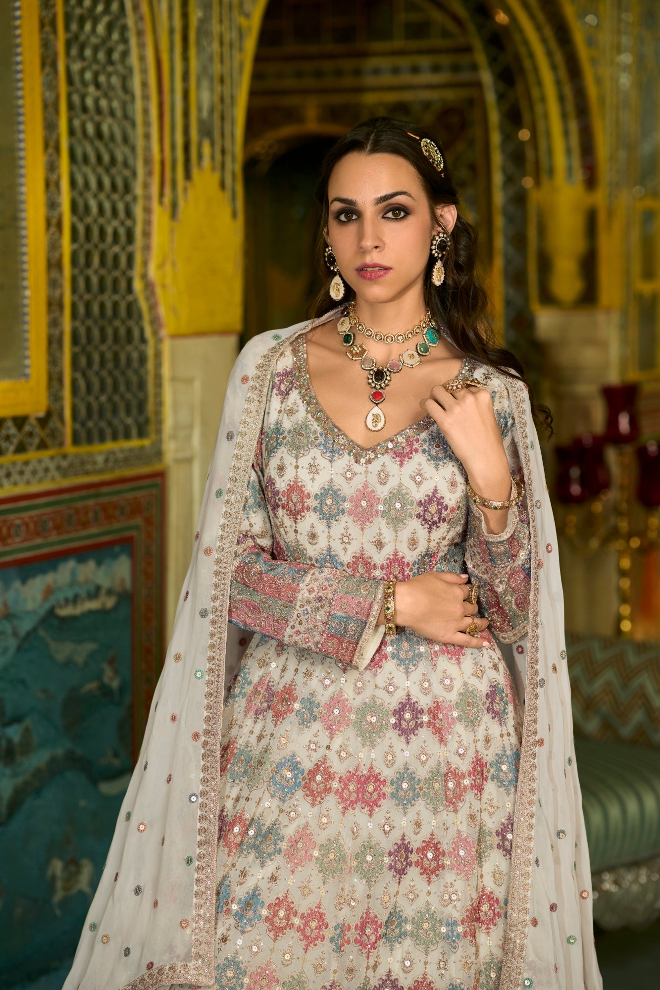 Camellia Readymade Georgette Gown With Hand Work Catalog