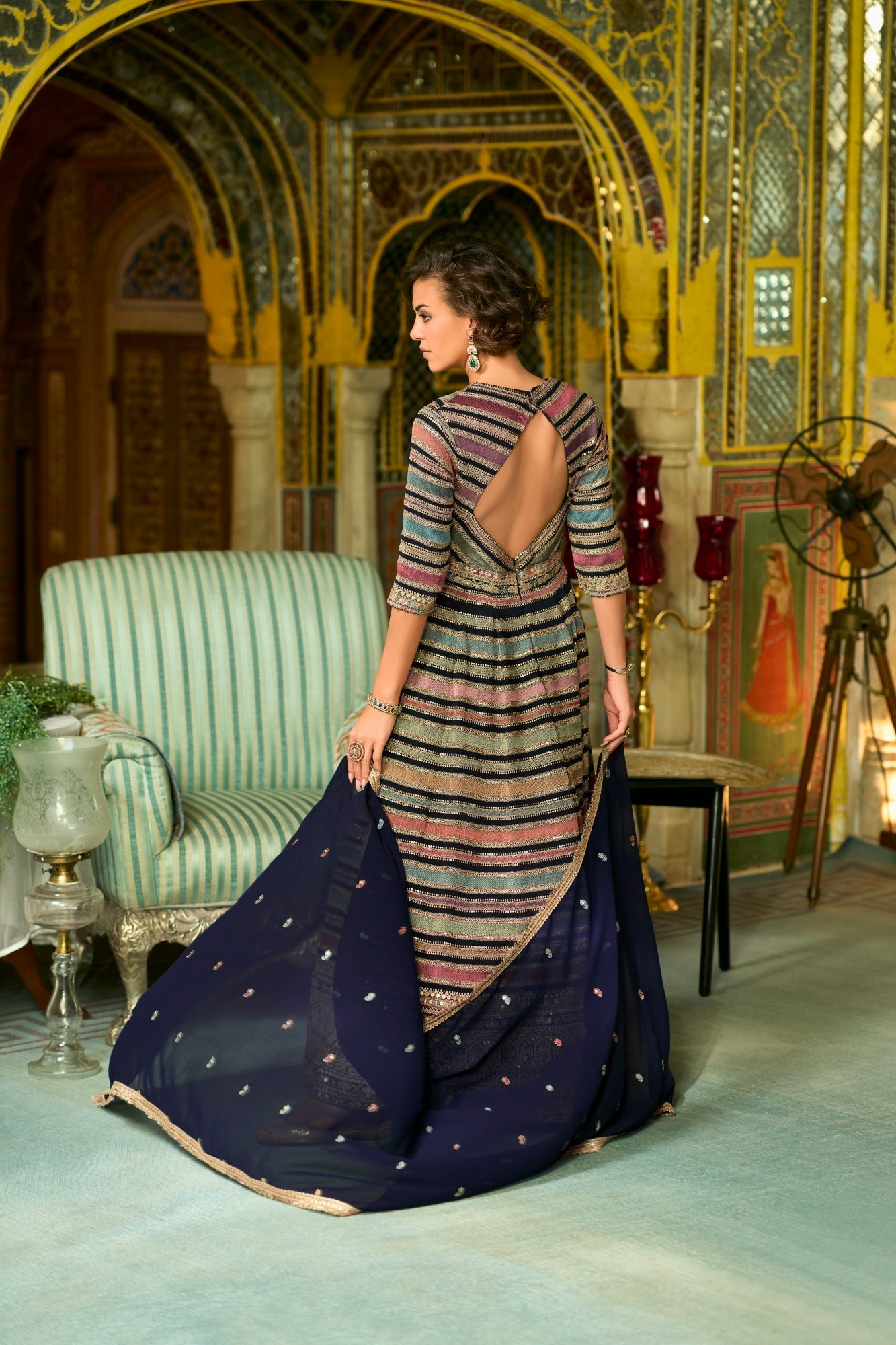 Camellia Readymade Georgette Gown With Hand Work Catalog