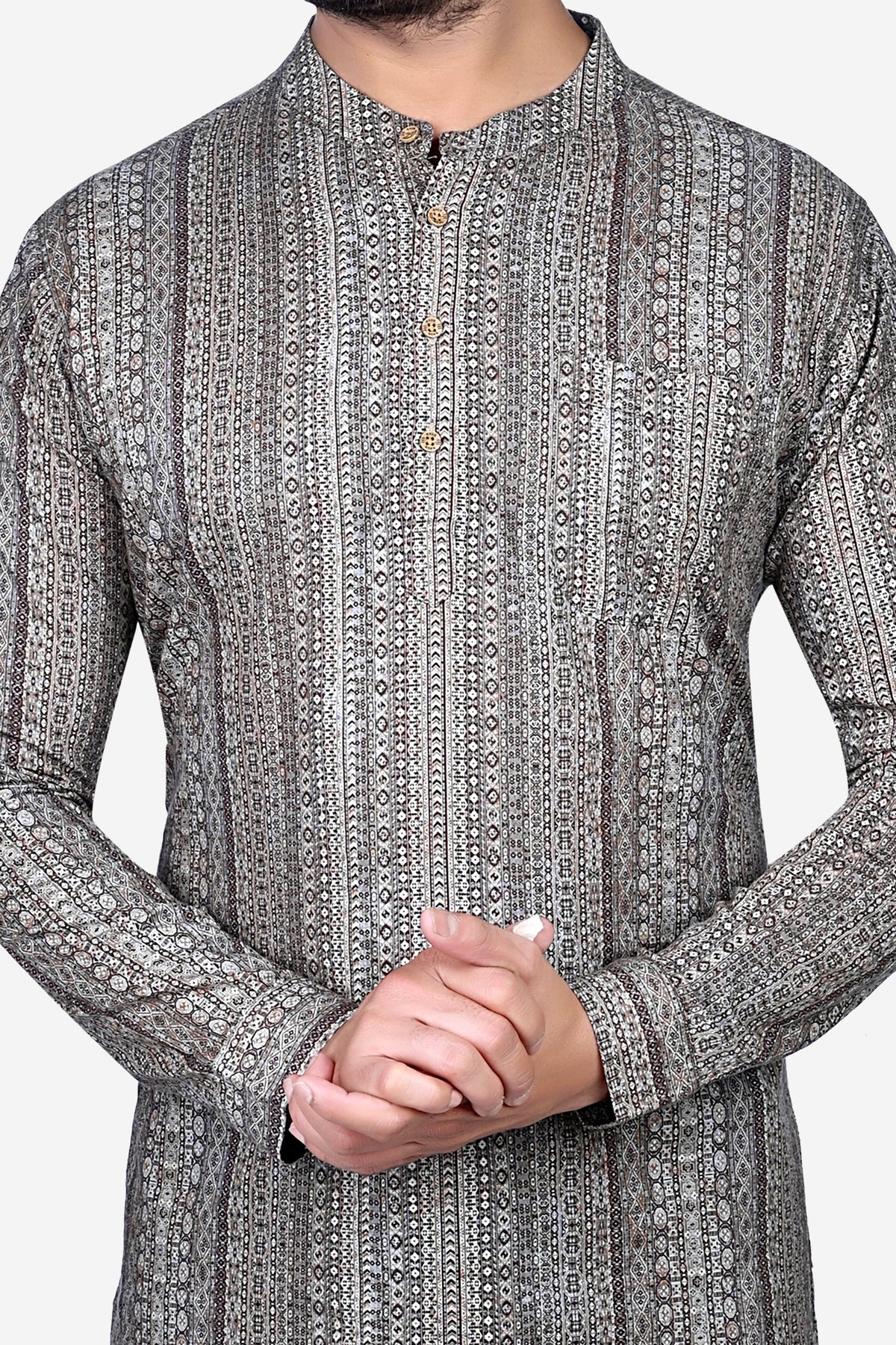Cotton Short Kurta for Men - Multicolor | SKRB12552B