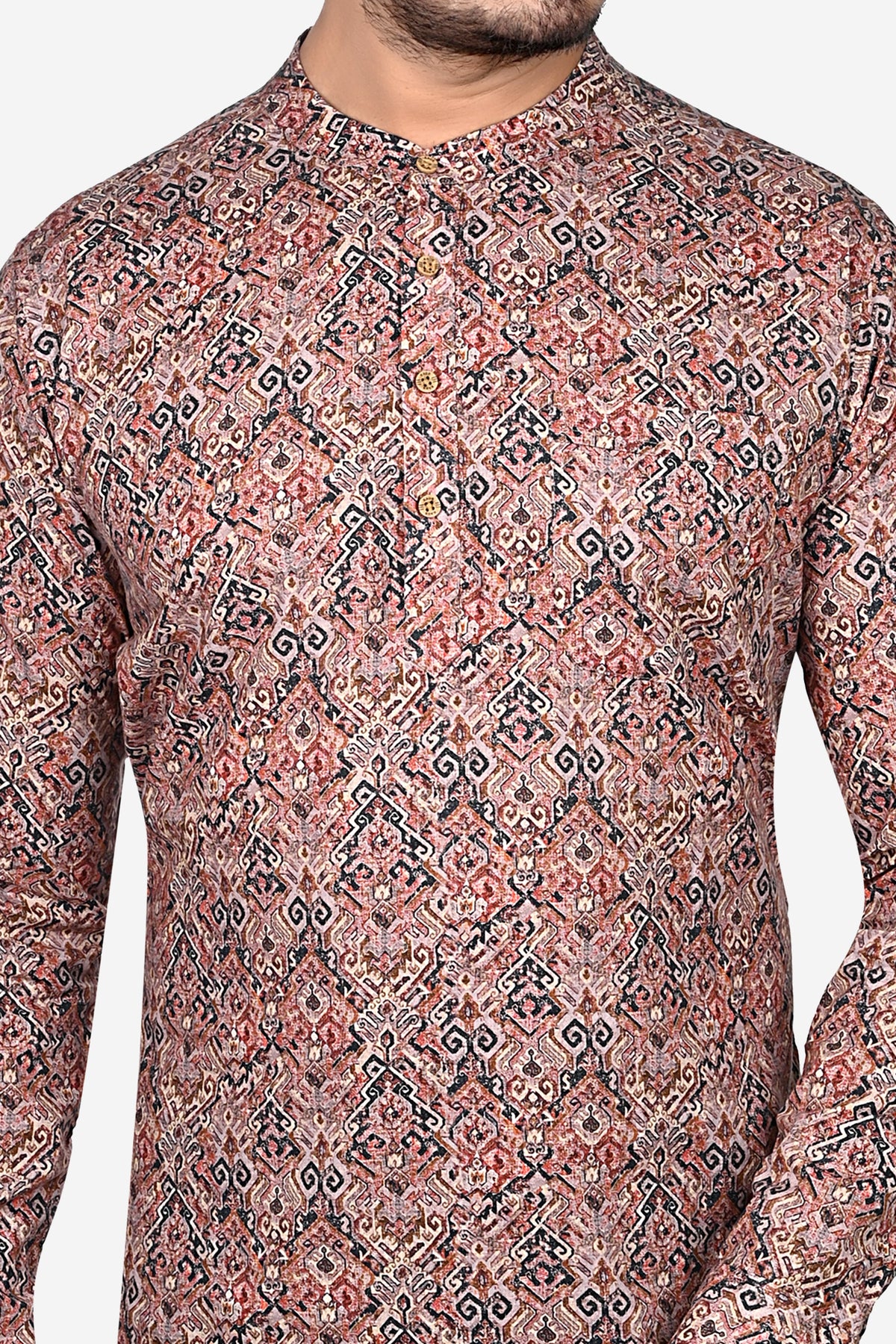 Cotton Short Kurta for Men - Multicolor | SKRB12510O