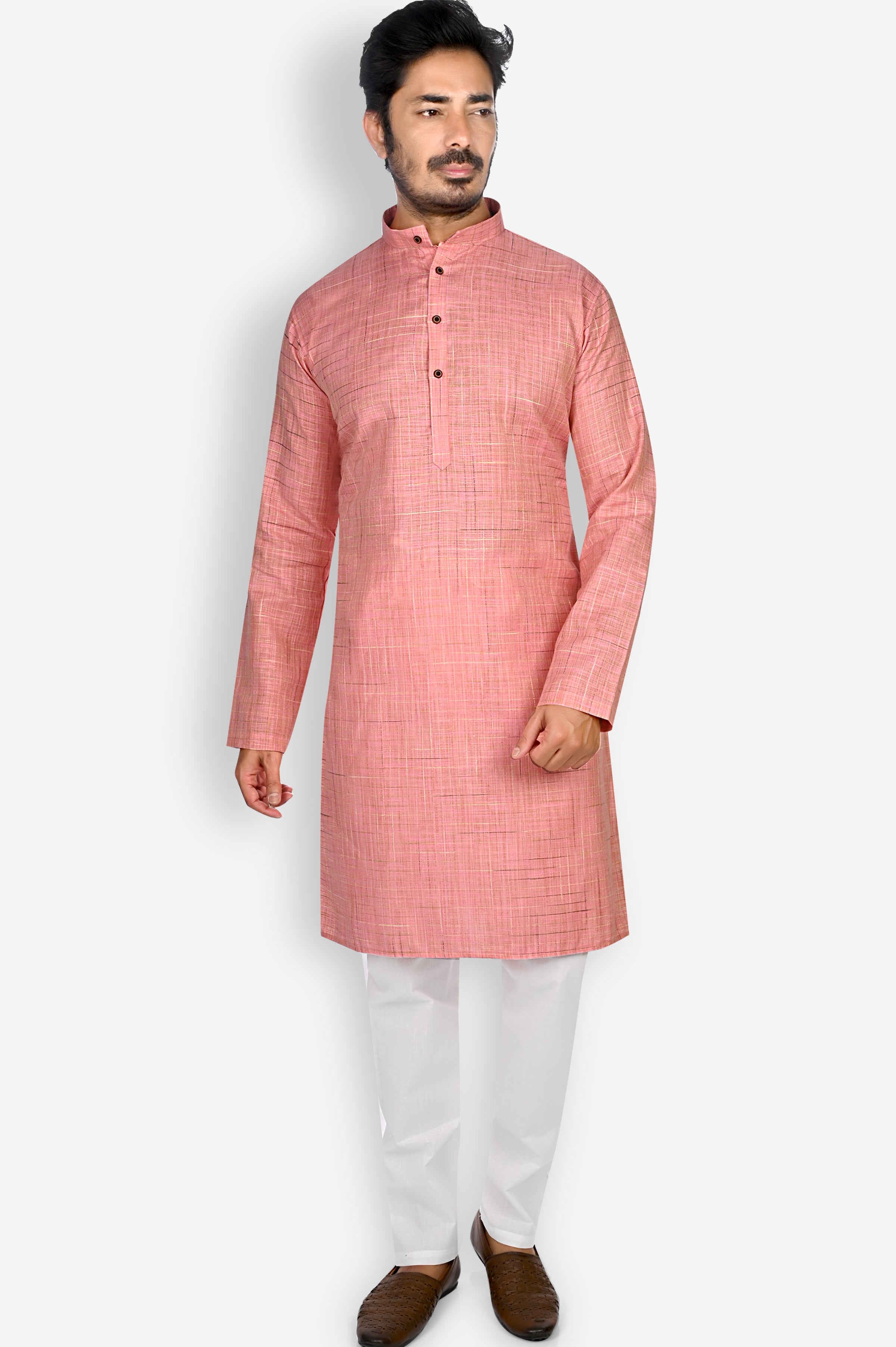 Cotton Kurta for Men - Pink | KPDU731753 | DesiQlo
