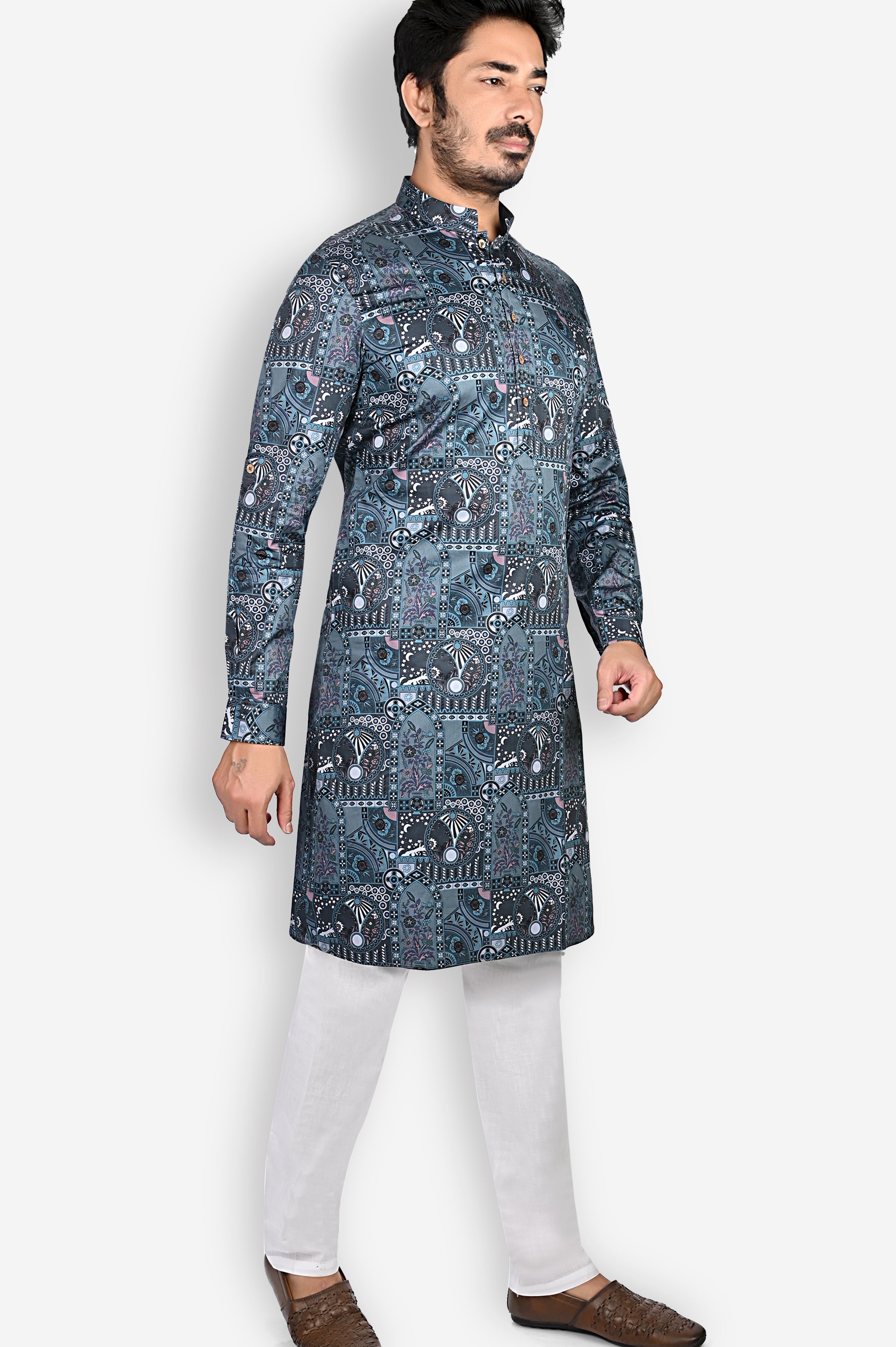 Cotton Kurta for Men - Blue | KUPR12397B | DesiQlo
