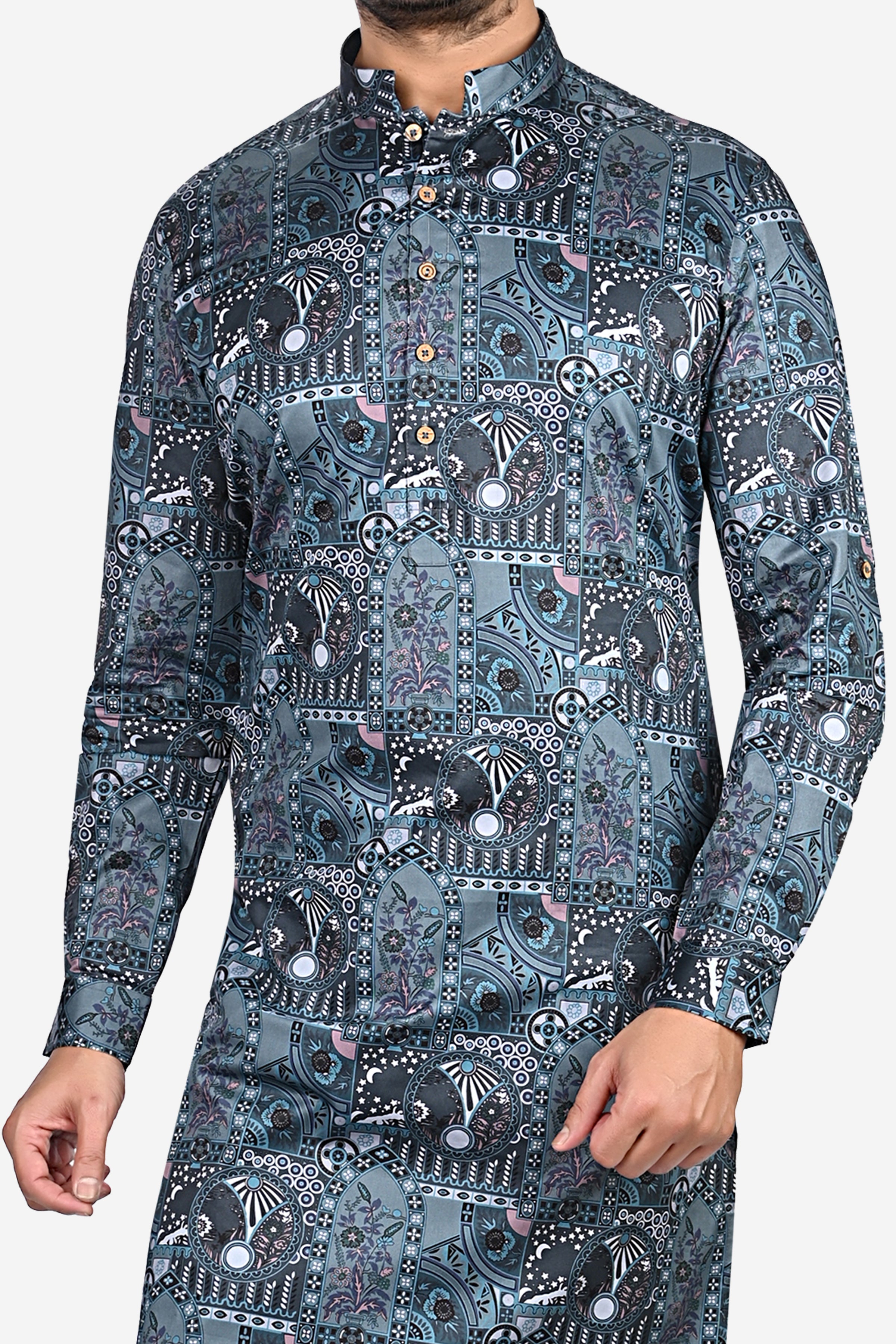 Cotton Kurta for Men - Blue | KUPR12397B | DesiQlo