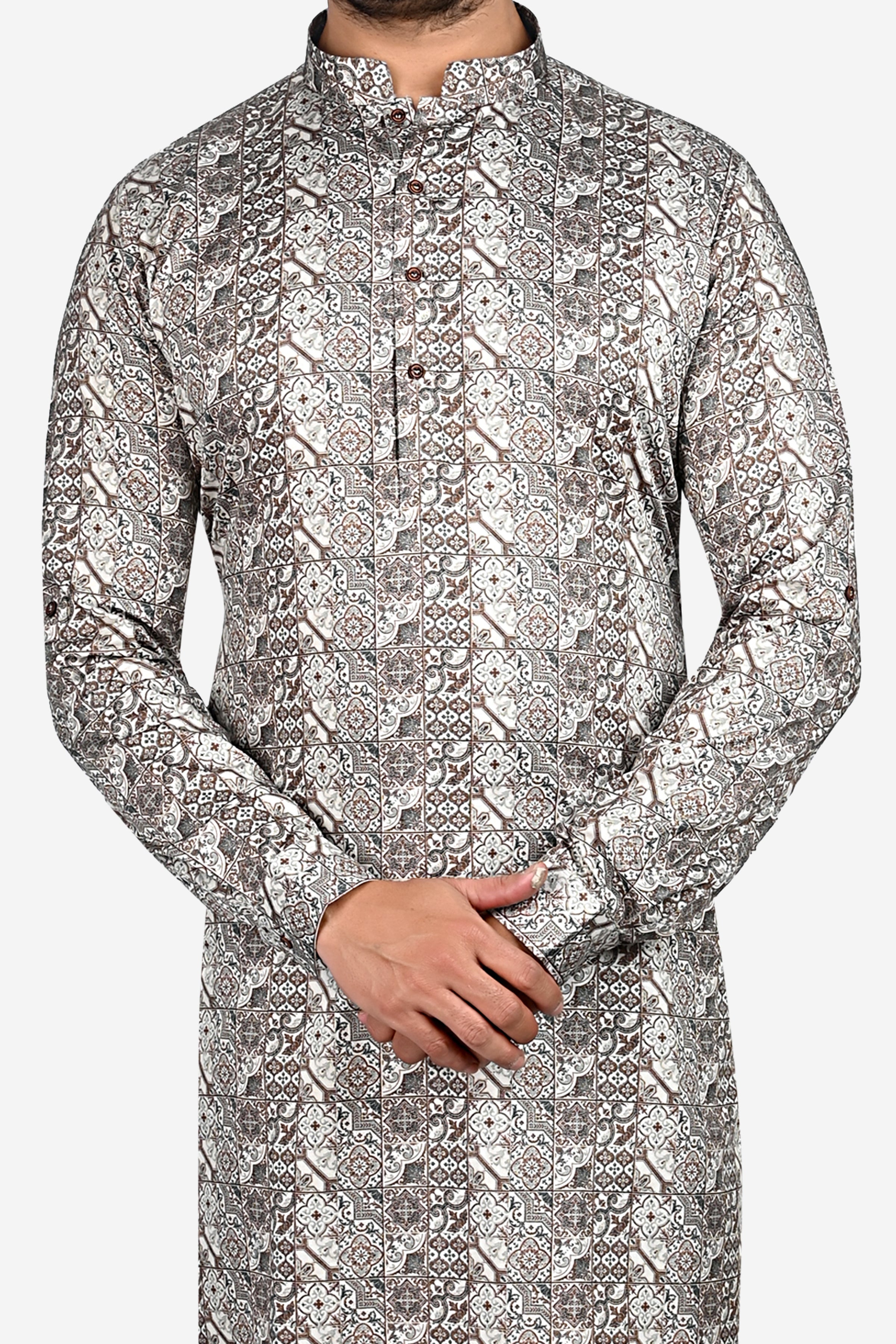 Cotton Kurta for Men - Brown | KUPR12401B | DesiQlo