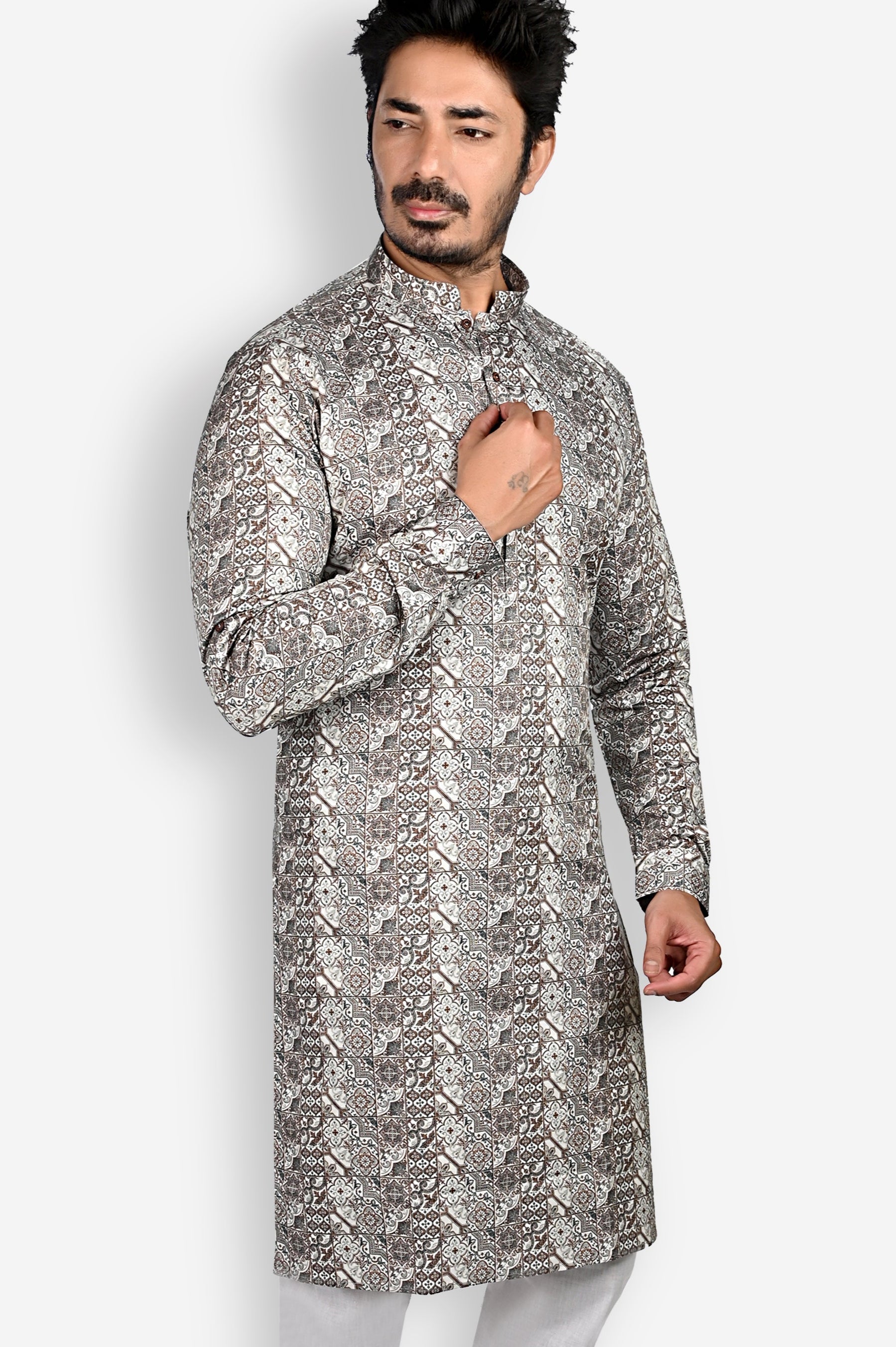 Cotton Kurta for Men - Brown | KUPR12401B | DesiQlo