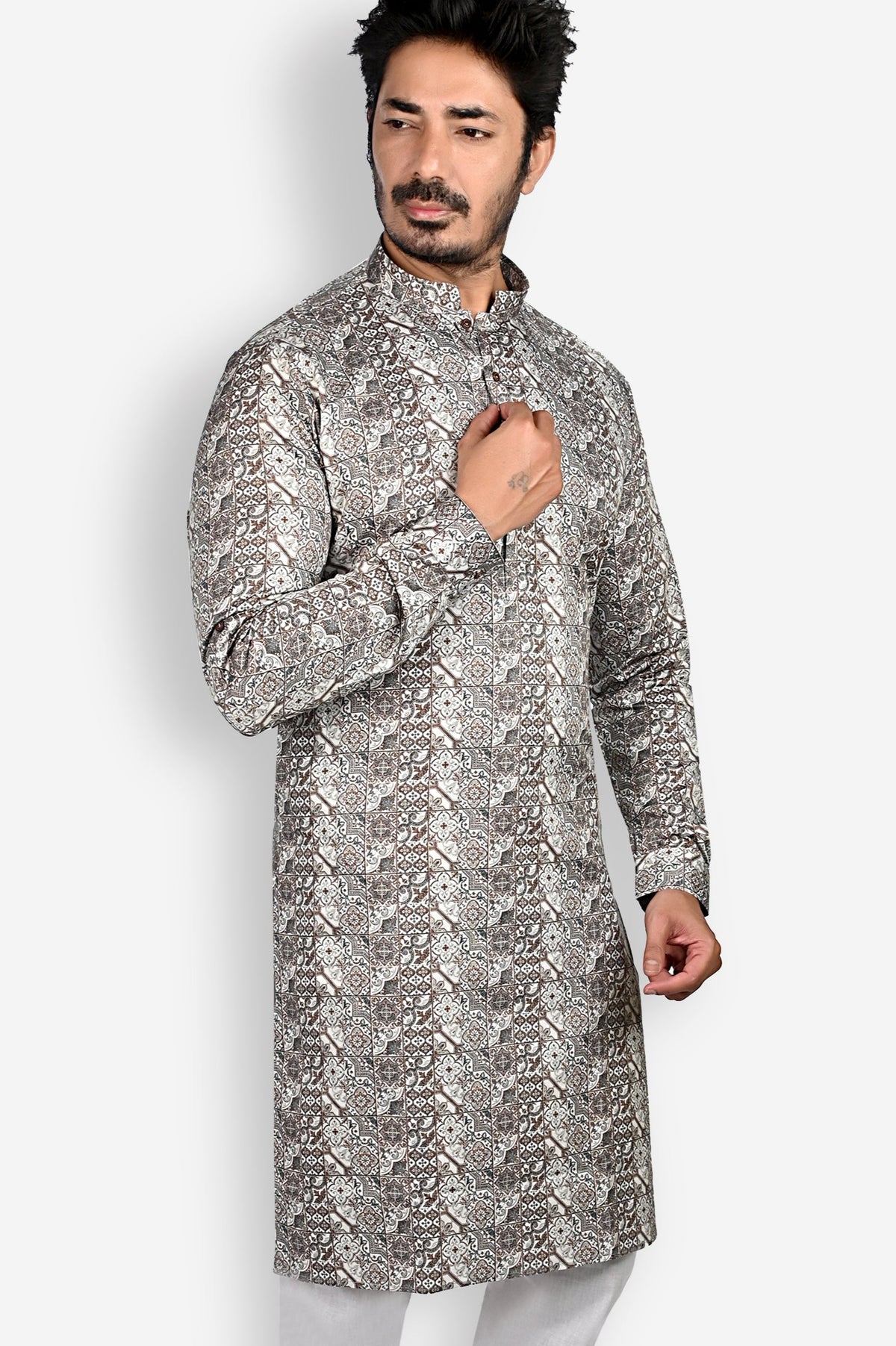 Cotton Kurta for Men - Brown | KUPR12401B