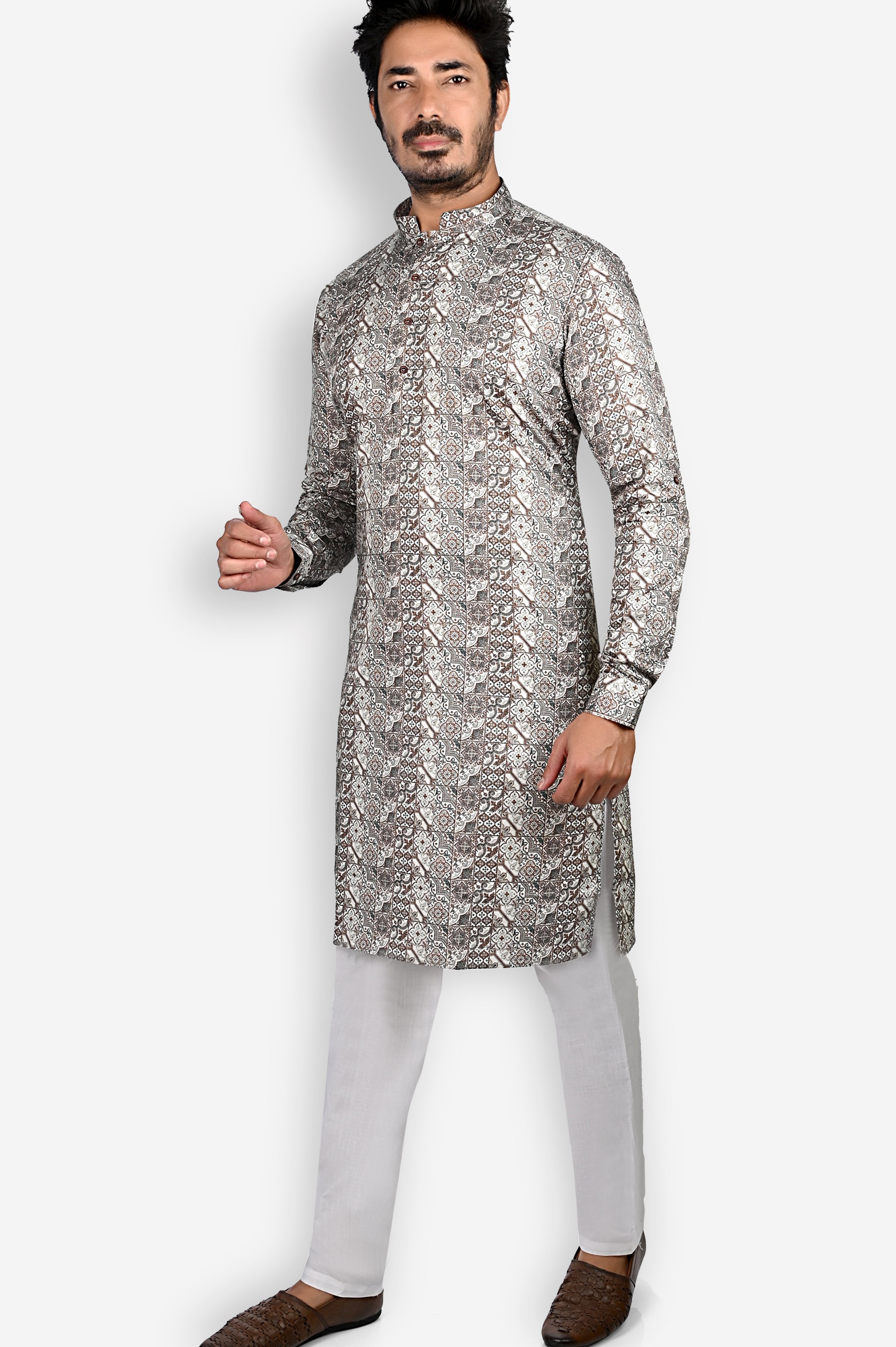 Cotton Kurta for Men - Brown | KUPR12401B | DesiQlo